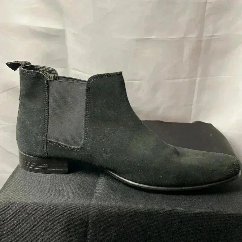 ASOS MENS SIZE 7.5 BLACK LEATHER‎ ANKLE BOOTS PULL ON CLEAN
